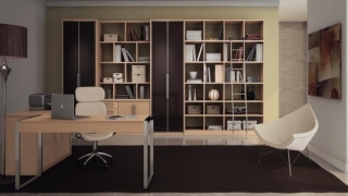 Home Office Carvalho com detalhes em Celglass GF.