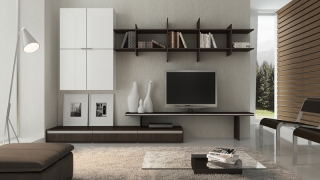 Home Theater Noce Arezzo branco e vidro branco